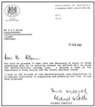 The letter from Micheal Portillo reporting the reprieve and saying that he looked to the Friends' for support in the future
