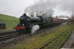 Photograph: 'Up' steam train departing from Kirkby Stephen station.