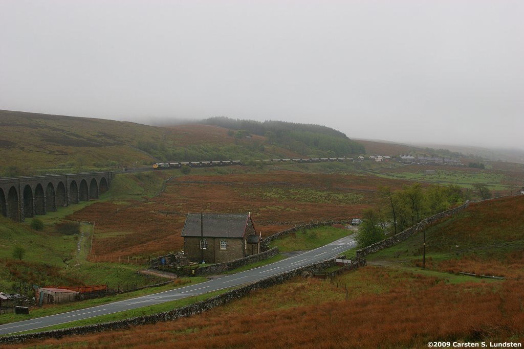 Photograph: Freight train in mist at Garsdale